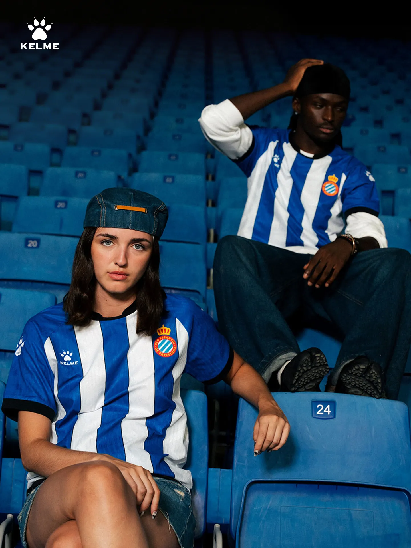 Kelme Official RCD Espanyol 26/27 Season Home Jersey Blue White Striped Football Shirt Perico Fan Soccer Uniform