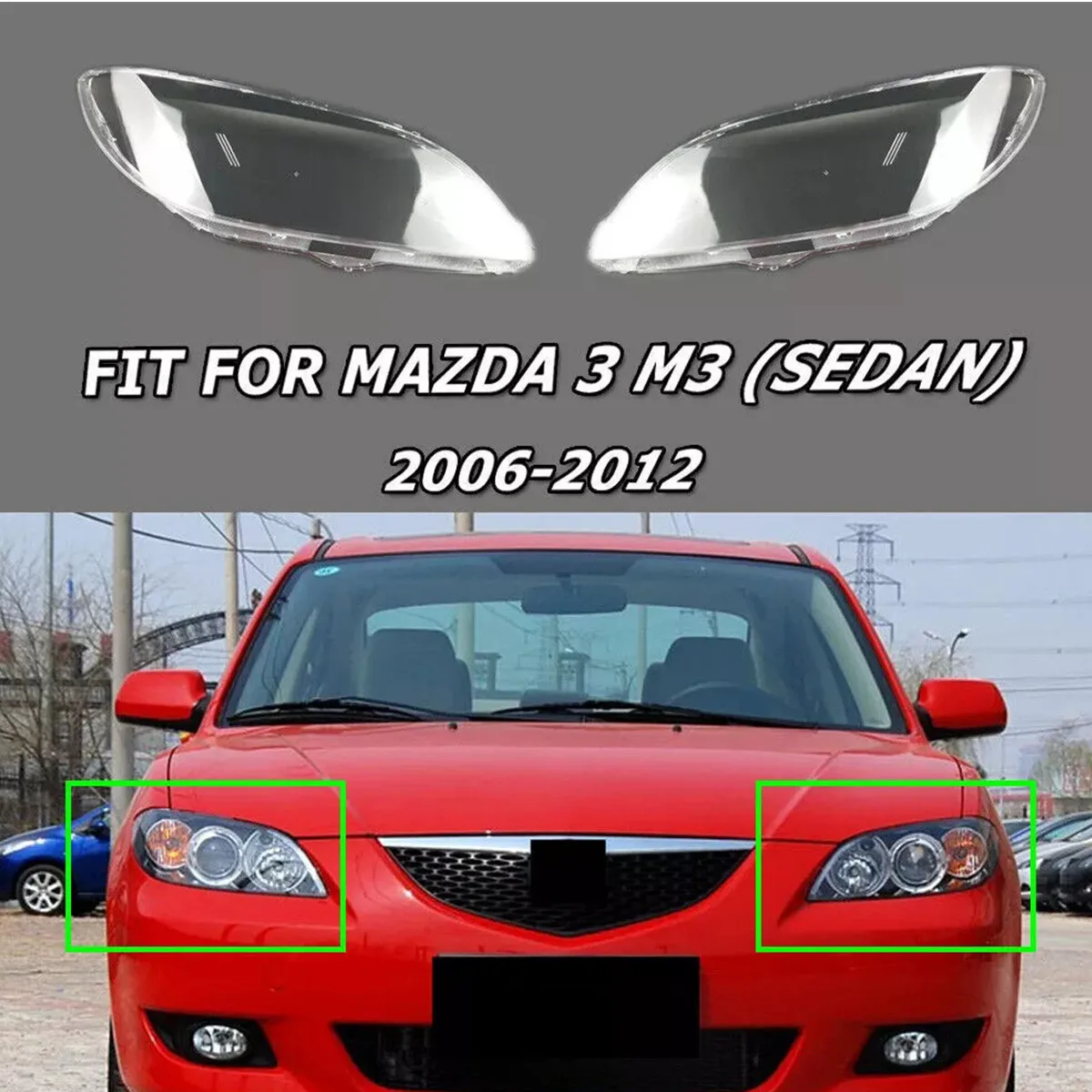 L/R HeadLights Cover For Mazda 3 Sedan 2006-2012 Axela BK 2003-2008 Transparent Housing Front Headlights Lens Shell Lampcover