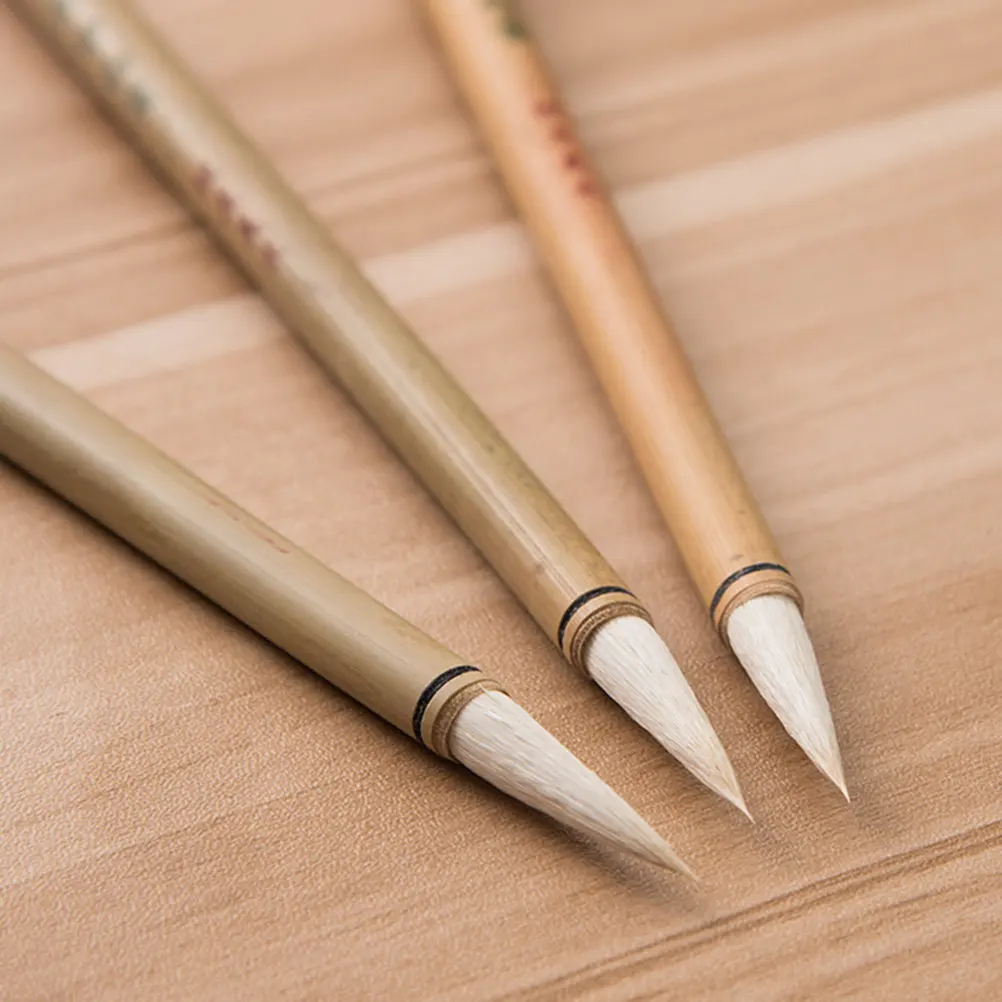 2Pcs Multi-Function Art Brush Set Bamboo Material for Porcelain Lining Watercolor Oil Painting School Practice Home Craft Detail