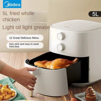 Image Midea Home New Fully Automatic Smart Electric Oven 5L Large Capacity Oil-Free Multifunctional French Fries Machine  Air Fryer