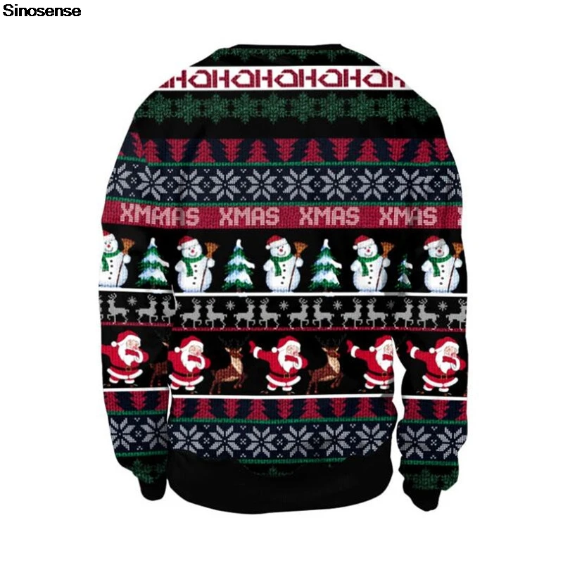 Men Women Xmas Sweatshirt Unisex Holiday Party Jumper Tops 3D Christmas Tree Snowman Santa Reindeer Print Ugly Christmas Sweater