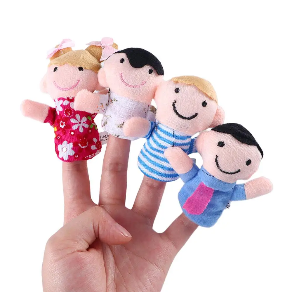 Cute Educational Toy Boys Girls Toys Cartoon Doll Kids Gifts Plush Toys Hand Puppet Family Finger Puppets Set Finger Doll