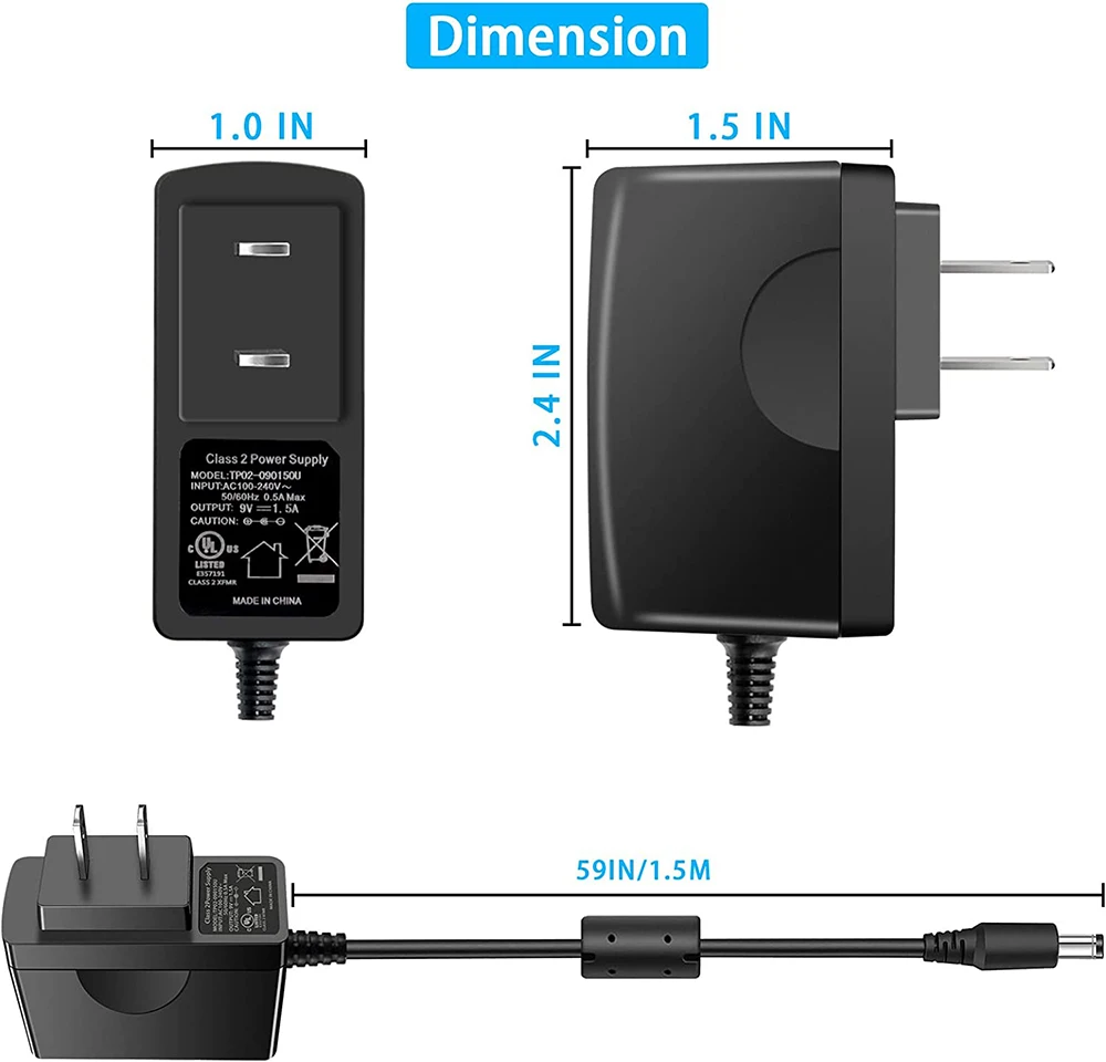 9V Power Supply for Brother P-Touch PT-D210 PT-E100 PT-D200 PT-H110 PT-2030VP PT-1290 PT-1880 Label Makers Replace AC Adapter Ch