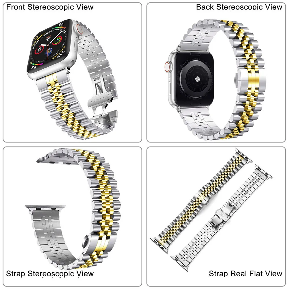 For IWatch Ultra 2 49mm 45mm 44mm 42mm 41mm 40mm 38mm Stainless Steel Metal Watch Strap For Apple Watch Series 9/8/7/6/5/4/3/SE