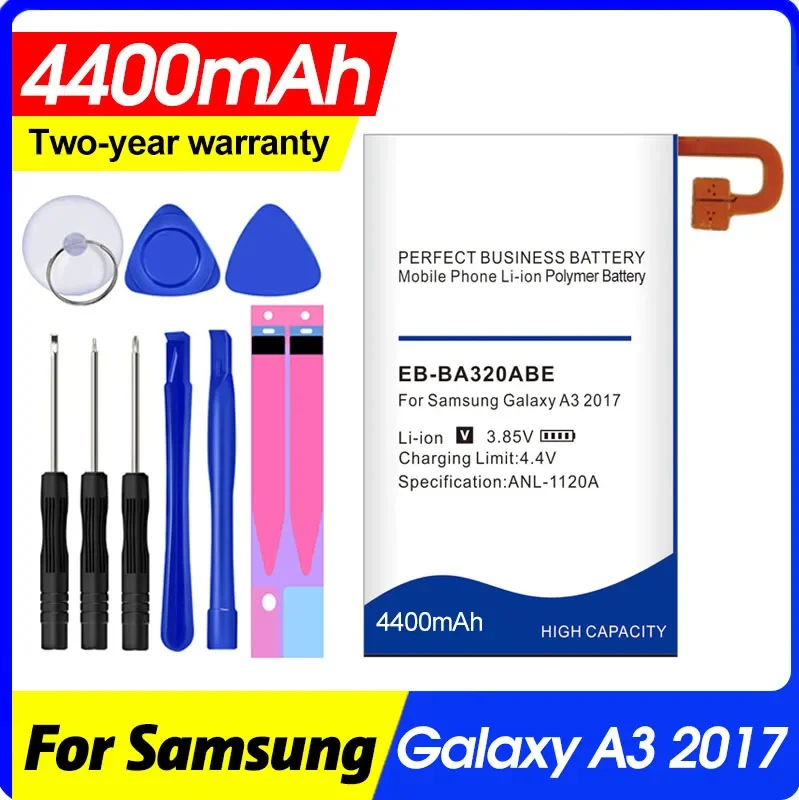 

Eb-ba320abe 4400mah Battery for Samsung Galaxy A3 (2017) A320 Sm-a320f A320y A320fl A320f/ds A320y/ds +tools