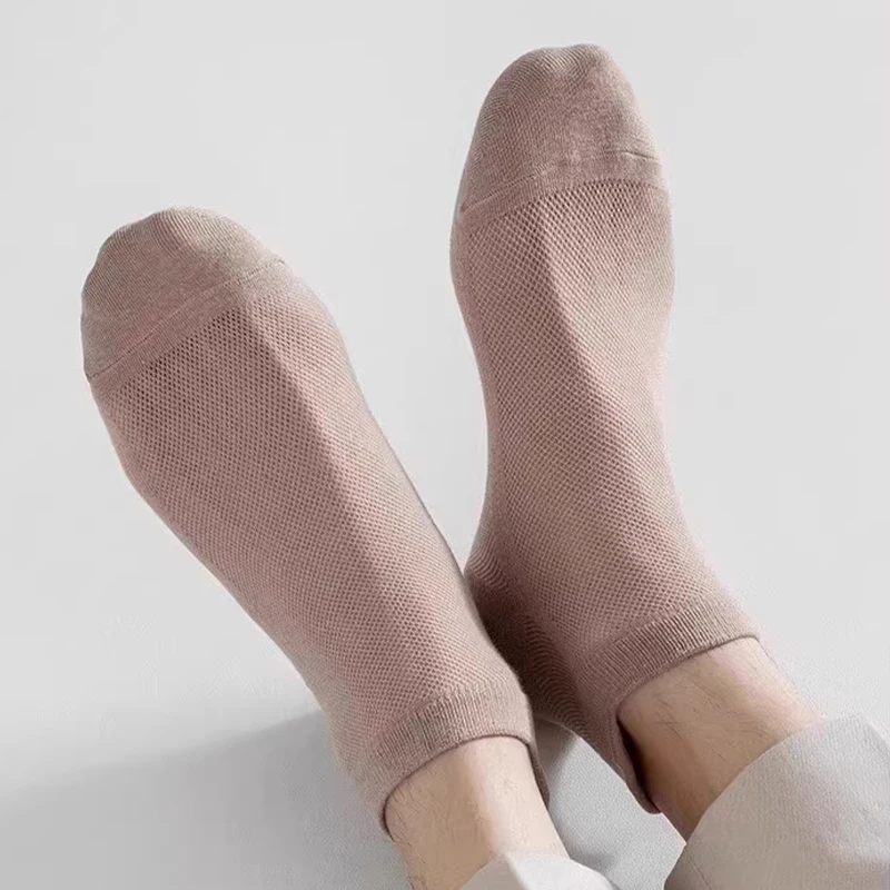 5Pairs Summer Men's Socks Breathable Solid Color High Quality Sweat-absorbing Low Cut Casual Sock Soft Comfortable Sports Sox