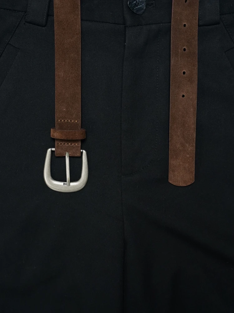 vowpro-ミニマリストシルバーバックルレザーベルト男性と女性用牛革スエードブラウンレジャーファッションアクセサリー