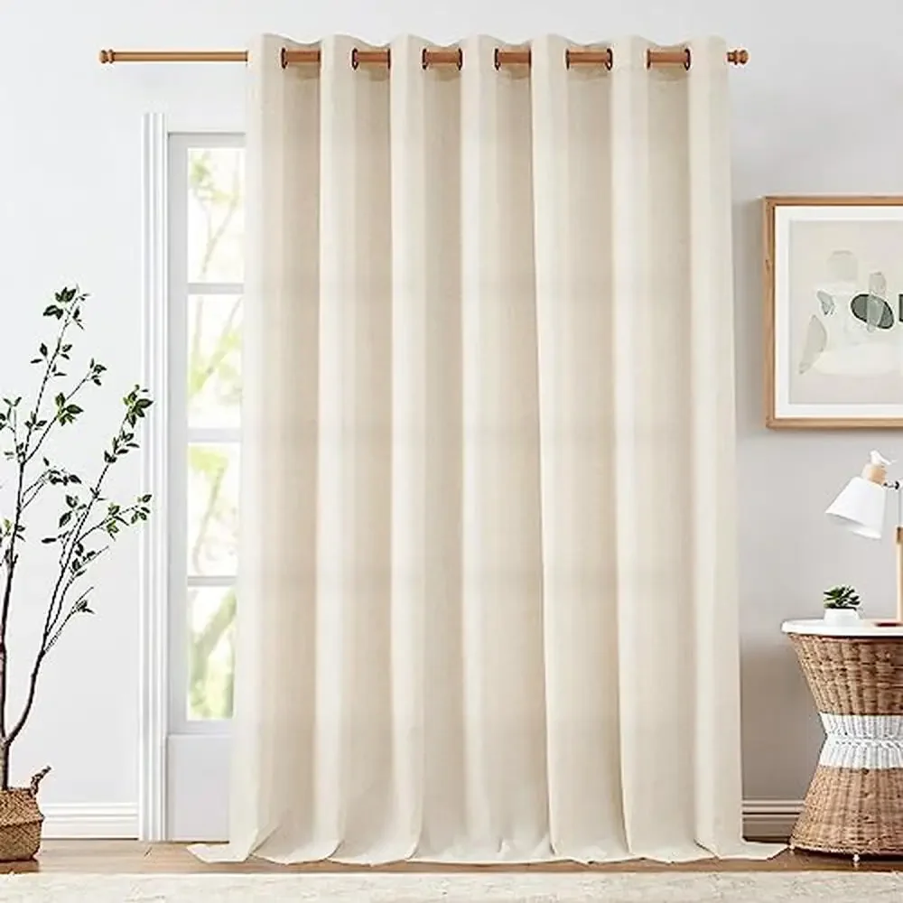 Beige Linen Blend Grommet Top Curtain 100