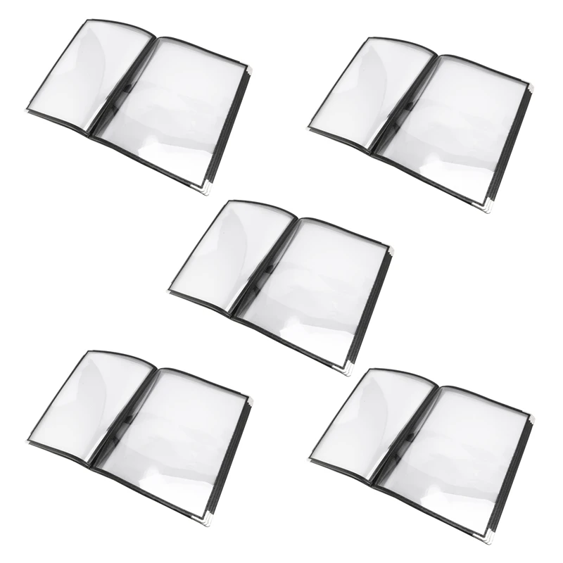 

5X Transparent Restaurant Menu Covers For A4 Size Book Style Cafe Bar 6 Pages 12 View