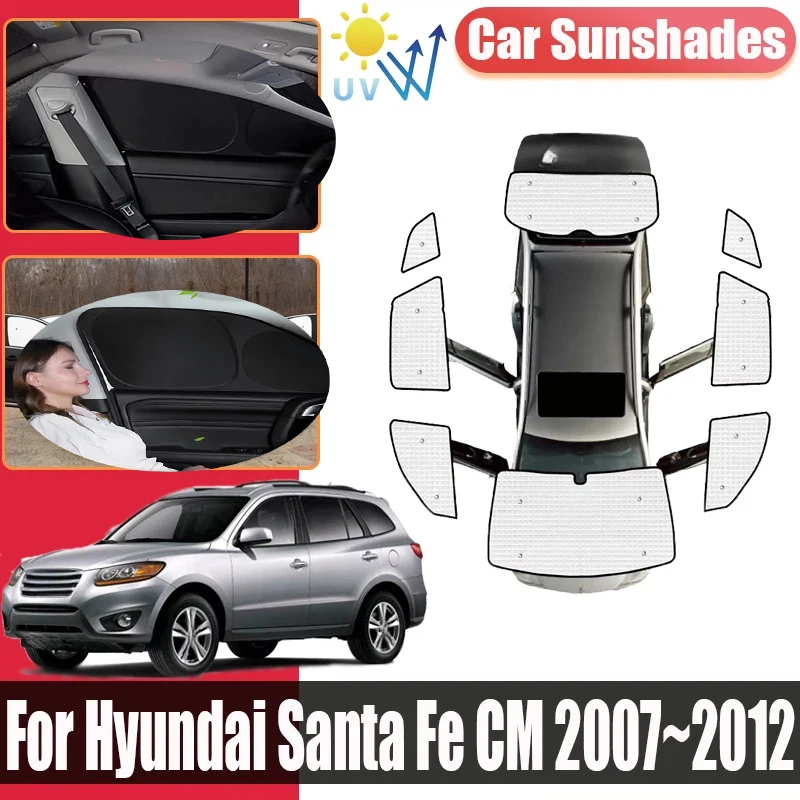 Full Coverage Sunshades For Hyundai Santa Fe CM 2007 2008~2012 Car Surround Visor Anti-UV Privacy Blocks Auto Covers Accessories