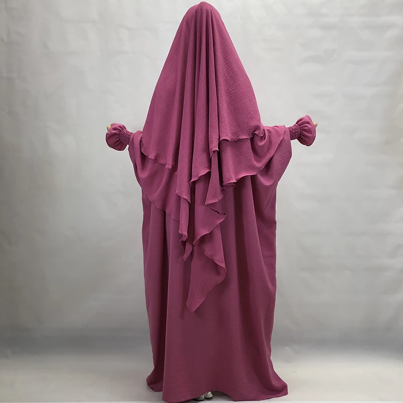 Motyl Abaya Z Khimar Wysokiej Jakości Krepa Jazz Kobiety Muzułmańska Islamska Odzież Jilbab Hidżab Modlitwa Sukienka Dopasuj Warstwy Khimar