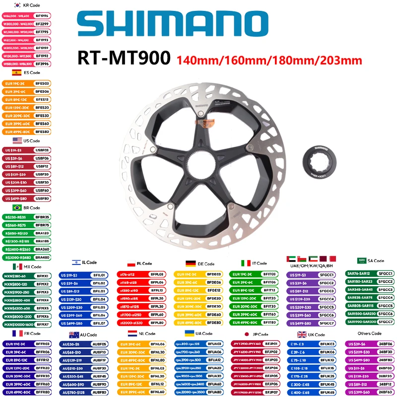 Shimano XTR Dura Ace Duraace RT-MT900 RT900 Hydraulic Brake Disc Rotor Center Lock 140/160/180/203mm For Road Bike MTB Bicycle