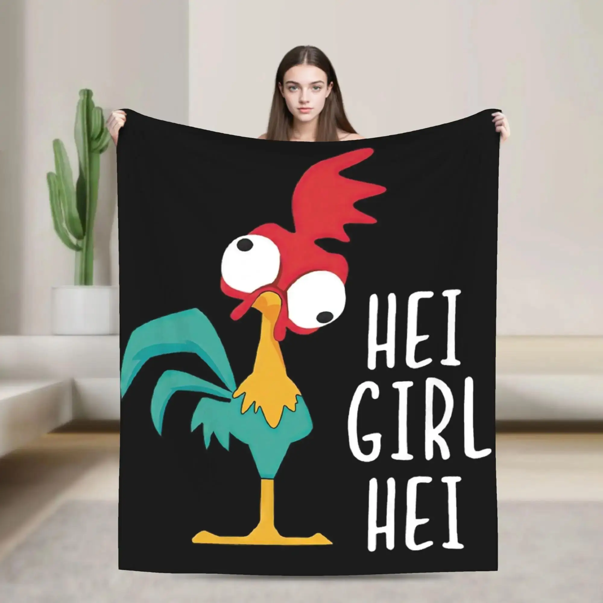 

Плюшевый плед Hei Hei Girl с забавными животными, фланелевое покрывало для домашнего декора, очень мягкое, на заказ, подарок для студентов