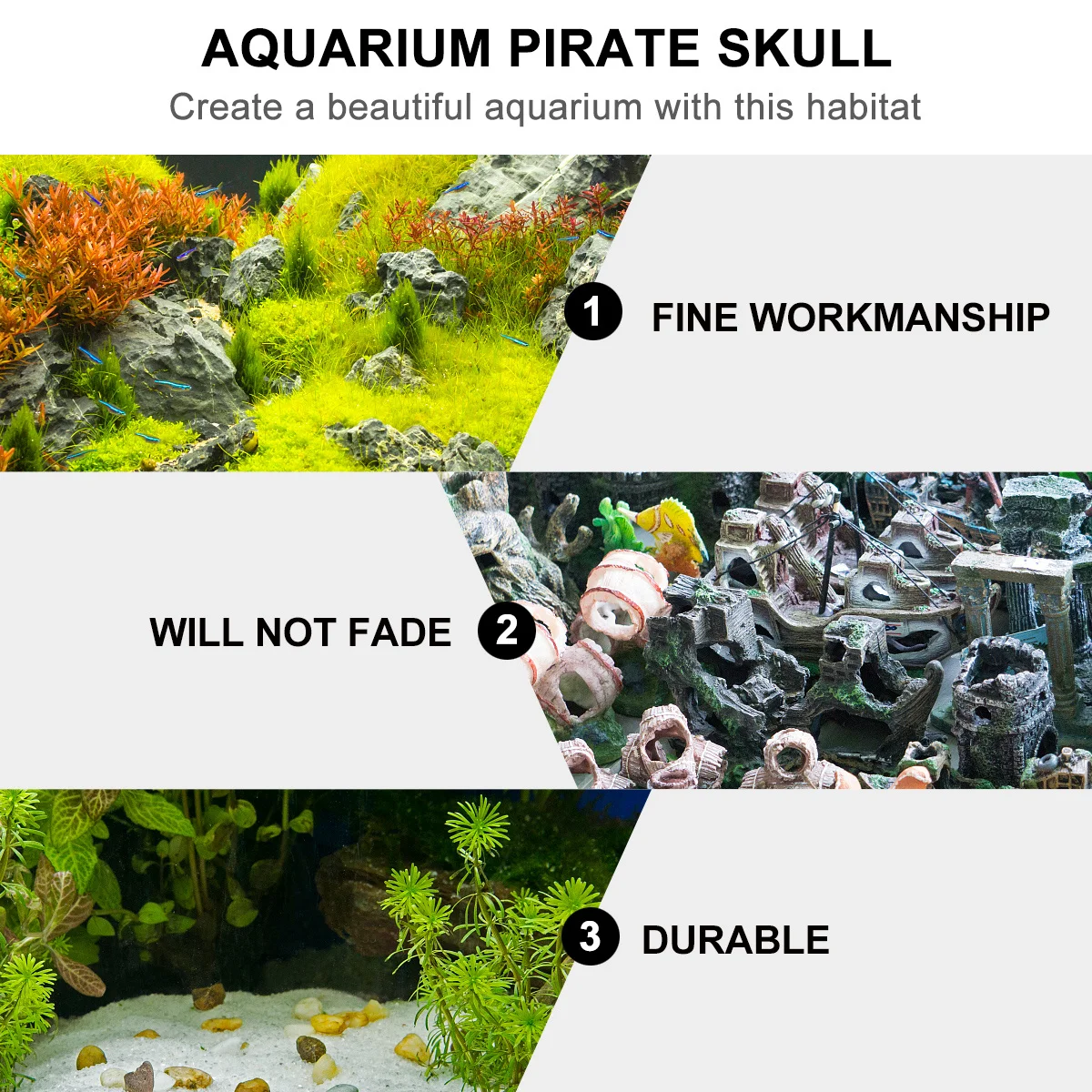 

Resin Skull Fish Tank Ornament Creative Aquarium Decor Fish Shelter Skull Craft Aquarium Habitat Decorative Scene