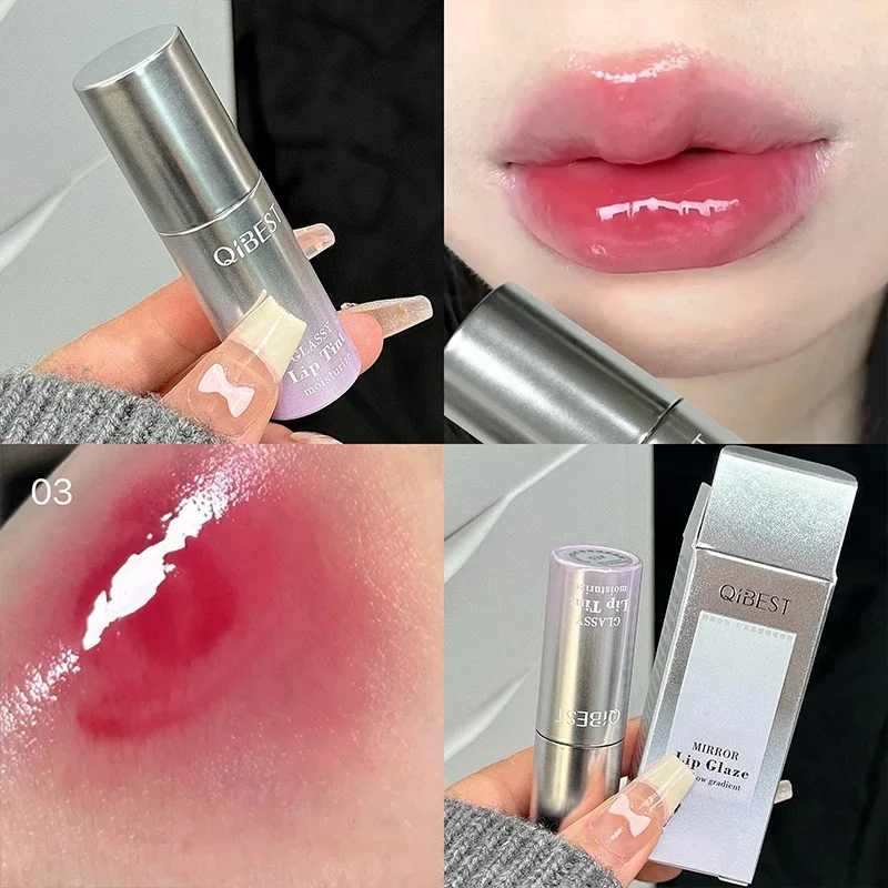 QIBEST Watery Mirror Lip Glaze Long-lasting Moisturizing Lipgloss Easy Wearing Water Glass Lip Tint Hydrating Lip Stain Makeup