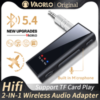 New Bluetooth 5.4 Audio Transmitter Receiver 3.5MM AUX Stereo Music Wireless Adapter With Mic Support TF Card Play For Car TV PC