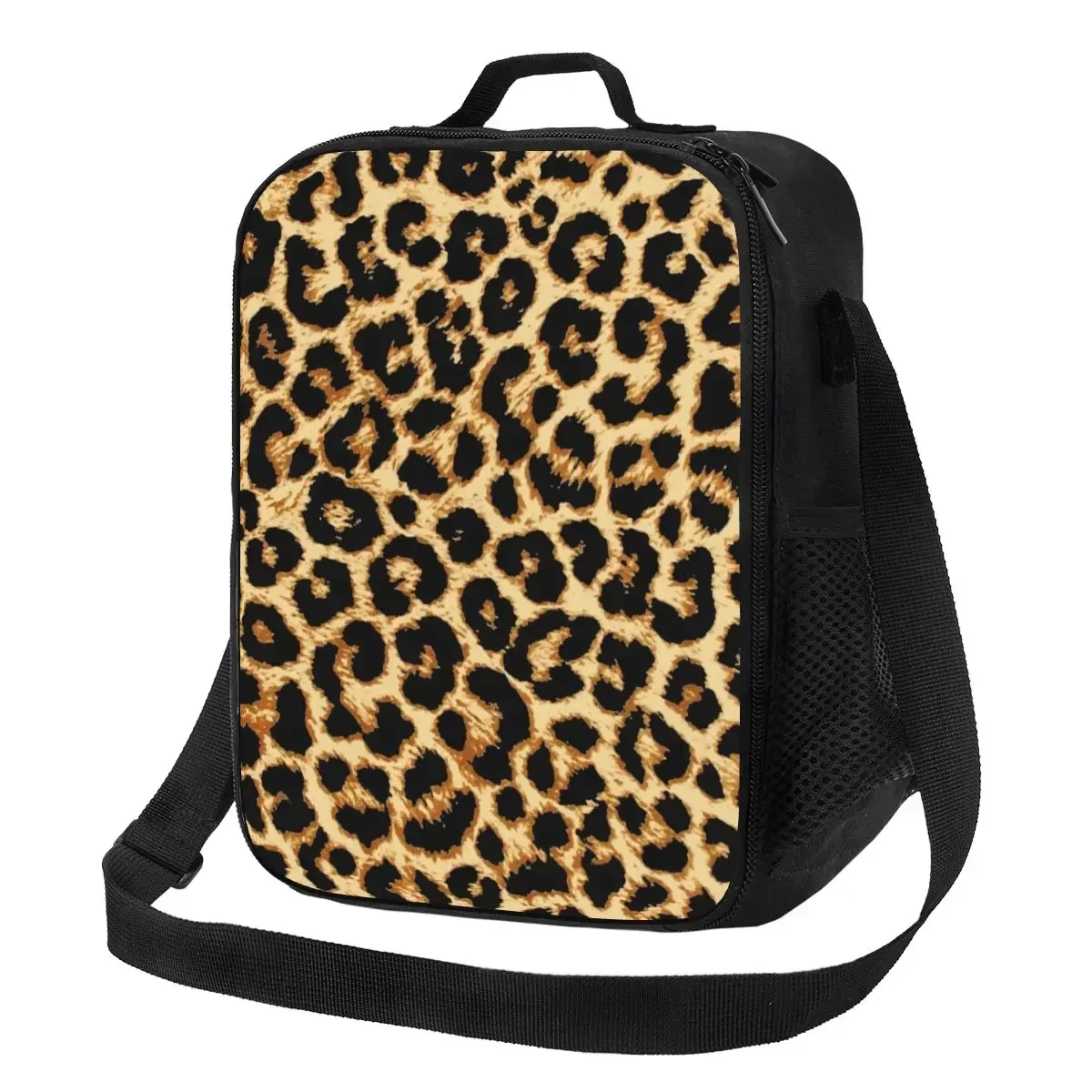 Leopard Fur Skin Texture Insulated Lunch Bag for Women Tropical Wild Animal Thermal Cooler Lunch Tote Beach Camping Travel