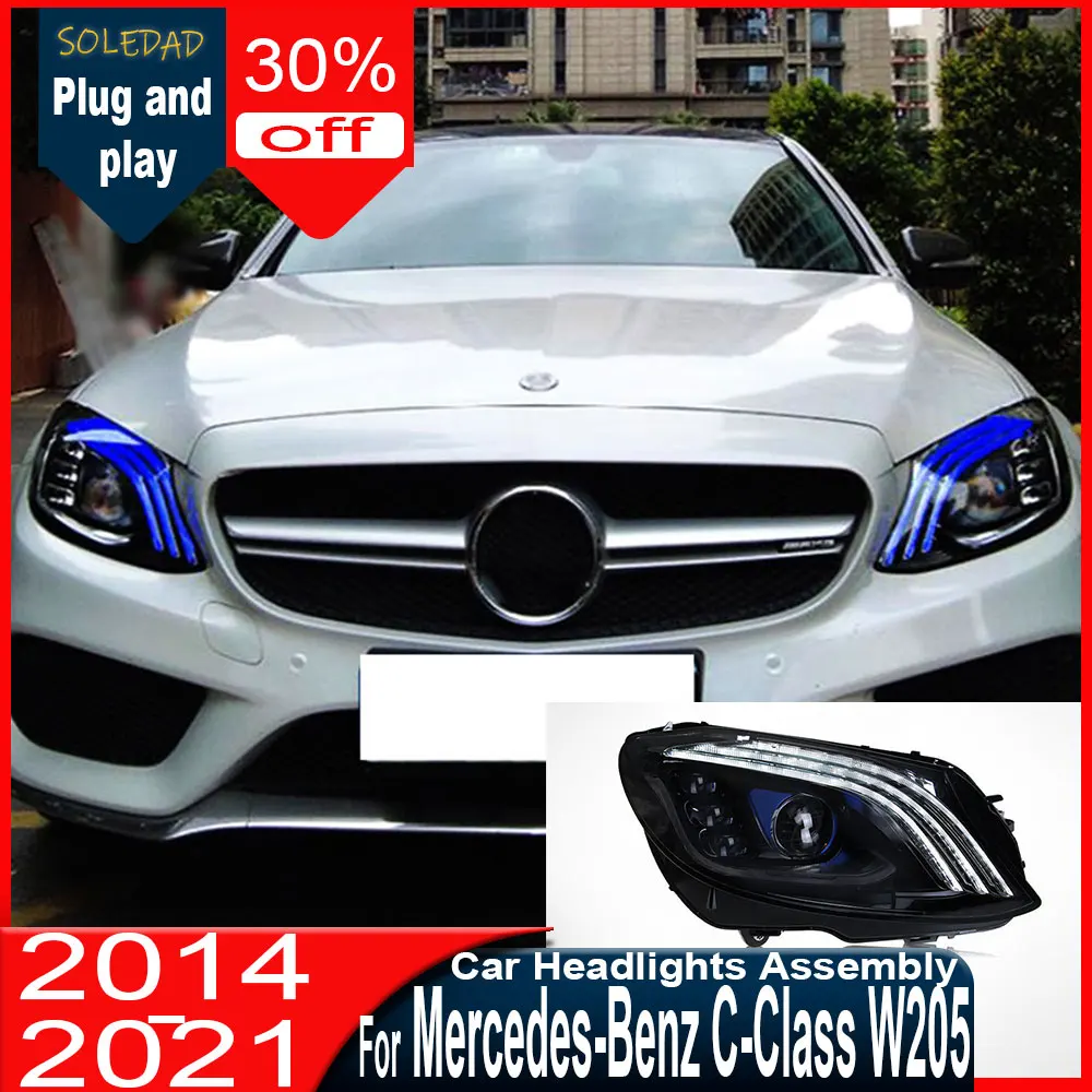 

Car Lights For Benz C-Class W205 2015 2016 2017-2021 Headlight LED Projector head Lamp Daytime Running Light Auto Accessories