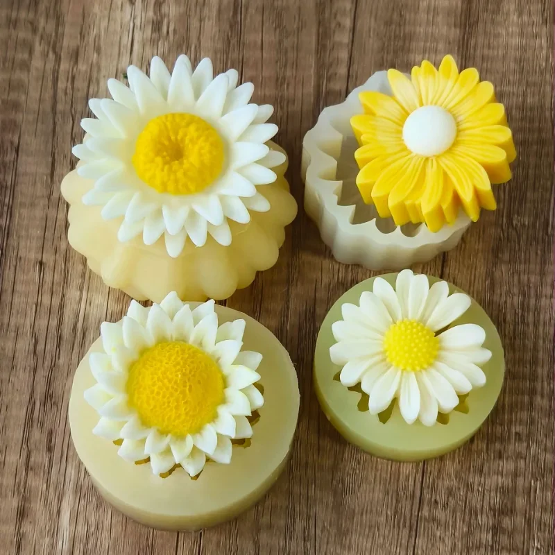 

Силиконовая форма для мыла ручной работы, гипсовых диффузоров, ароматических свечей, в форме цветов: маргаритка, подсолнух