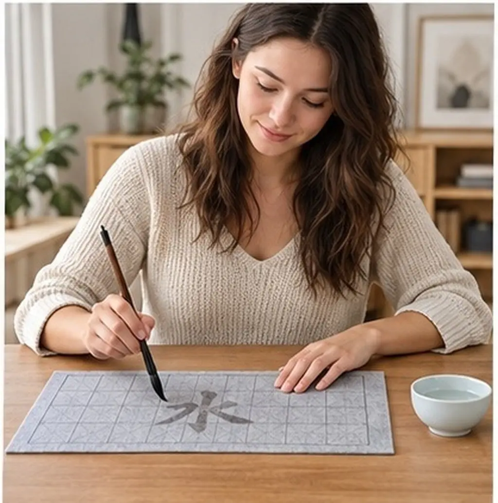 3Pcs Chinese Calligraphy Water Drawing Cloth Reusable Practice Mat Simulates Traditional Rice Paper Surface Fast Absorbing