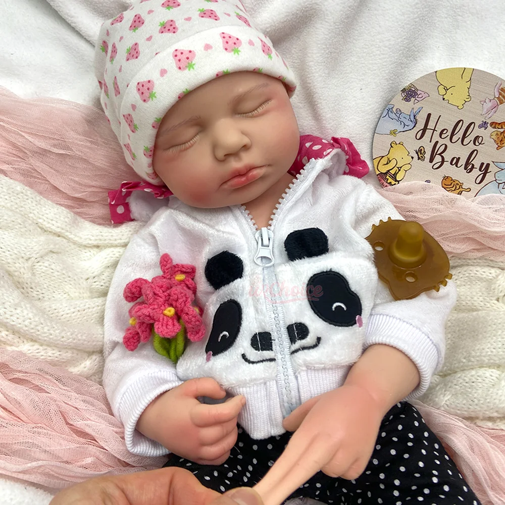 Open Mouth 20" Handmade Lifelike Reborn Baby Girl/Boy Reborn Premature Baby Lifelike Silicone Doll Sleeping Newborn Aritist Gift