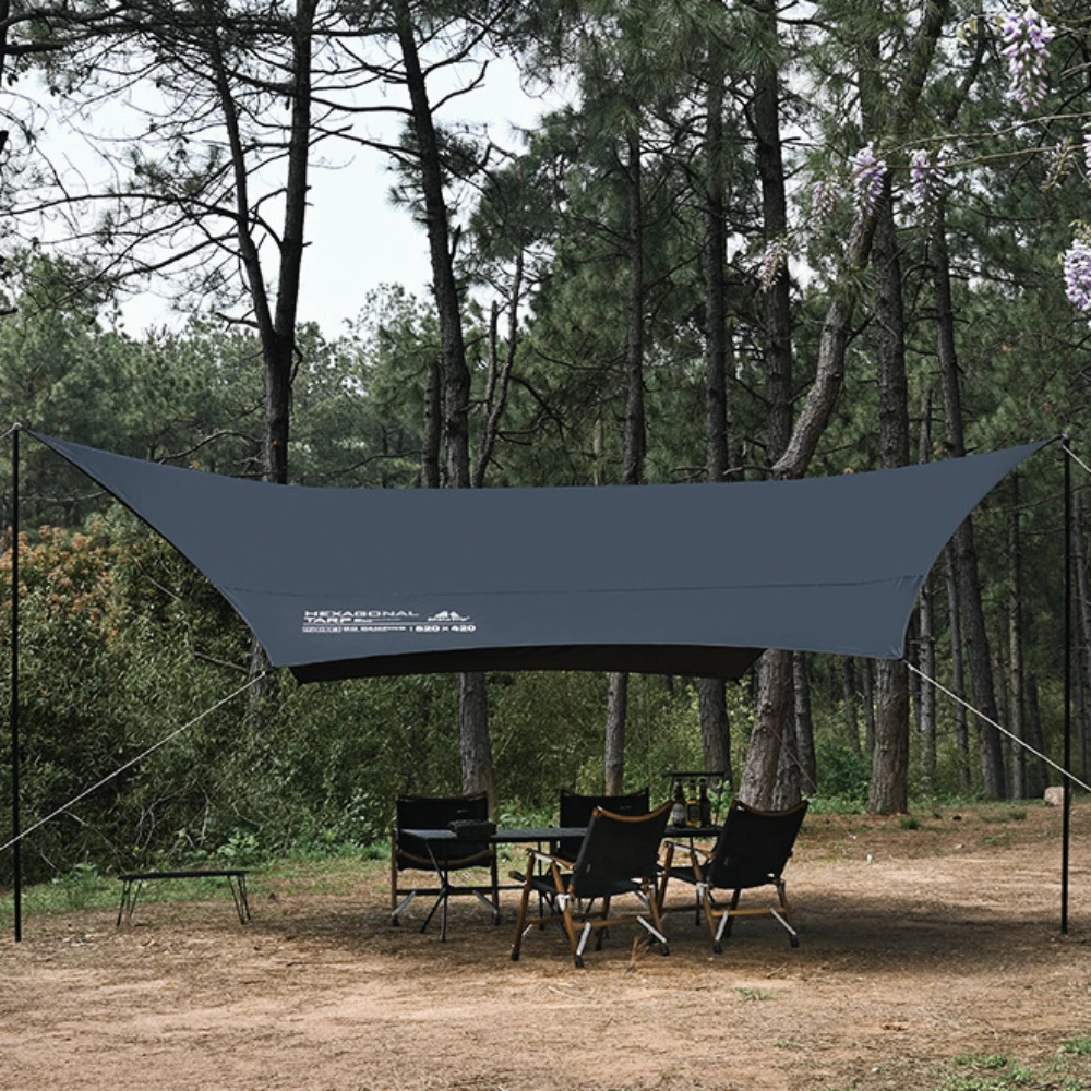 Bâche de revêtement en vinyle hexagonal noir, auvent carré imperméable, voile d'ombrage extérieure, abri solaire, Oxford CanAmendements, camping