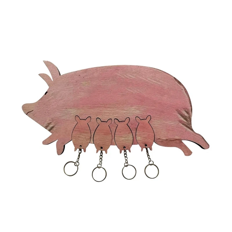 Piggy Key Ring Wall Sculpture Decorative Key Holder Hanging Board Key Chain Pendant Decoration Key Door Hook Durable