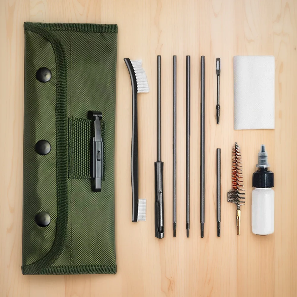 12pcs/Set Pistol Handguns Rod Cleaner Brush Tools with Pouch Pistol Cleaner Gun Cleaner Set for .22LR .223 .257