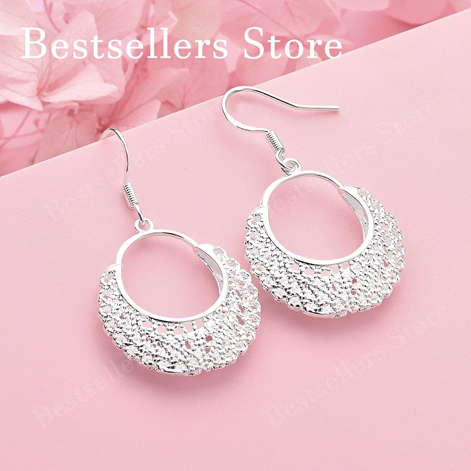 925 Sterling Silver Exquisite Hollow Sector Earrings Women's Gifts Wedding Accessories Fashion Jewelry