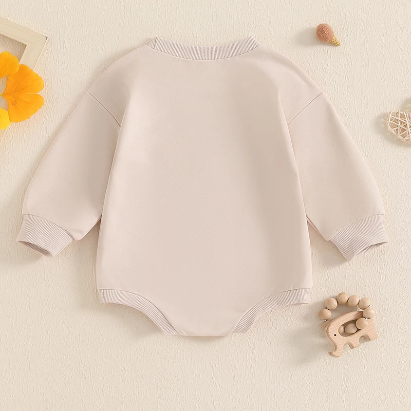 2024-07-09 Lioraitiin 0-18M Baby Sweatshirt Romper Classic Letter Embroidery Long Sleeve Crew Neck Bodysuit Newborn Playsuit