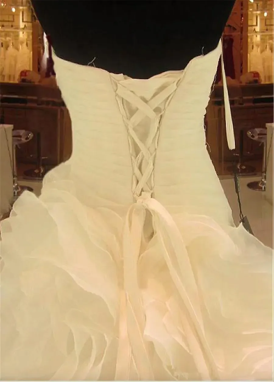 فساتين زفاف بدون حمالات مطوي الكشكشة المتتالية ألف خط فساتين الزفاف حجم كبير فساتين الزفاف فساتين الزفاف رداء دي