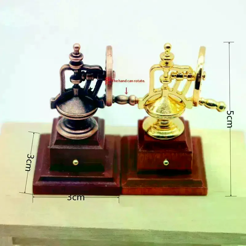 1Pcs Simulation Classic Manual Vintage Coffee Maker Emulates Life Decor 1:12 Mini Metal Coffeemaker Coffee Dollhouse Accessories