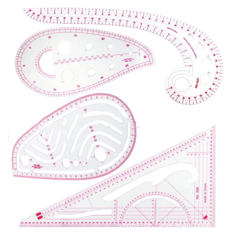 4pcs/set Fashionable And Clear Metric Sewing Ruler Set, French CurvePattern Making Ruler Package For Beginner Tailor Designer