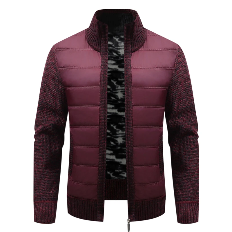 Winter Men Warm Cardigan Padded Jackets Fashion Men Fleece Lined knitwear Sweaters Cardigan Coats Men Windbreaker Knit Jacket