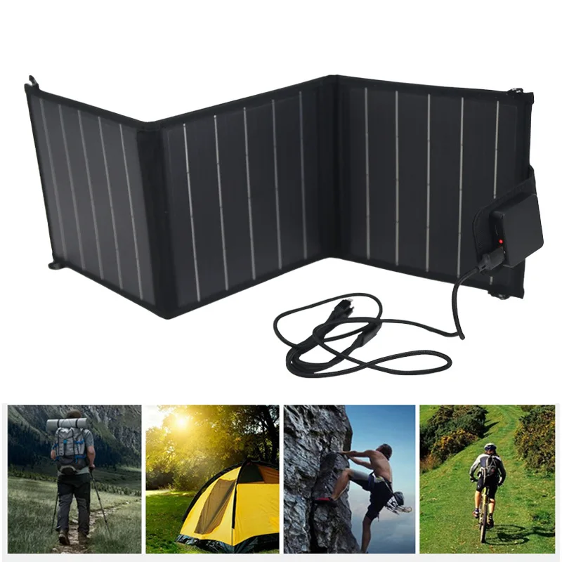 Portable Solar Panel Foldable Solar Power Bank Charger Mobile Devices USB With Tyep-c Ports For outdoors Boat Caravan Camping