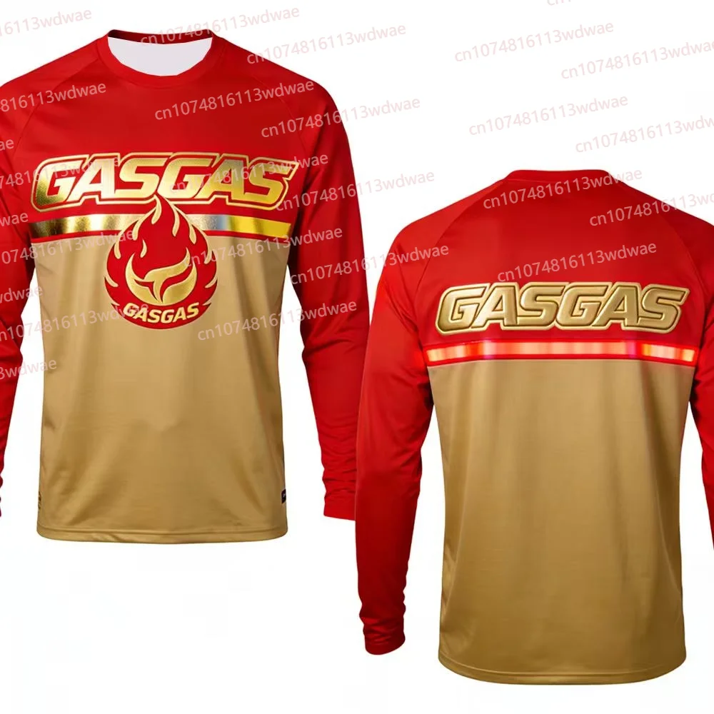 Camiseta de Motocross GASGAS de Manga Larga, Secado Rápido, Transpirable, para Carreras de Motocross, Equipación Premium para Enduro con Rayas
