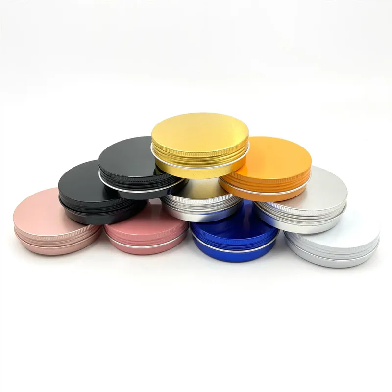 200pcs 3.38 oz Matt Black Round Aluminum Box Tin Jar 100ml Screw Lid Storage Fragrance Candle Lip Balm Oil Empty Jars