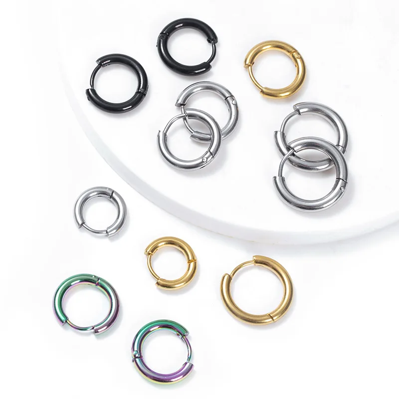 1 Paar hochwertige klassische Creolen für Männer/Frauen, Edelstahl-Ohrschnalle, tägliches Tragen, Ohrschmuck, Fabrikpreis, heißer Verkauf – Detail 3