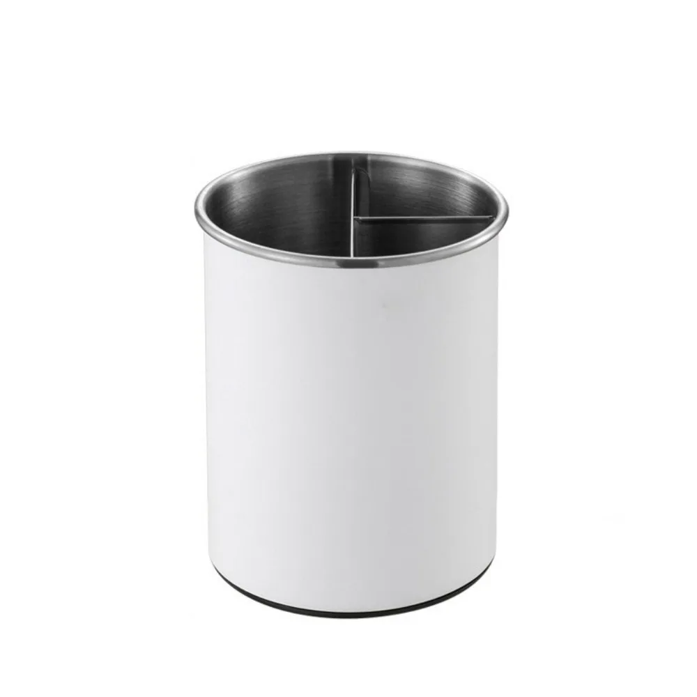 

Stainless Steel Rotating Chopstick Tube Detachable 3 Divided Tableware Storage Bucket Large Capacity Space Saving