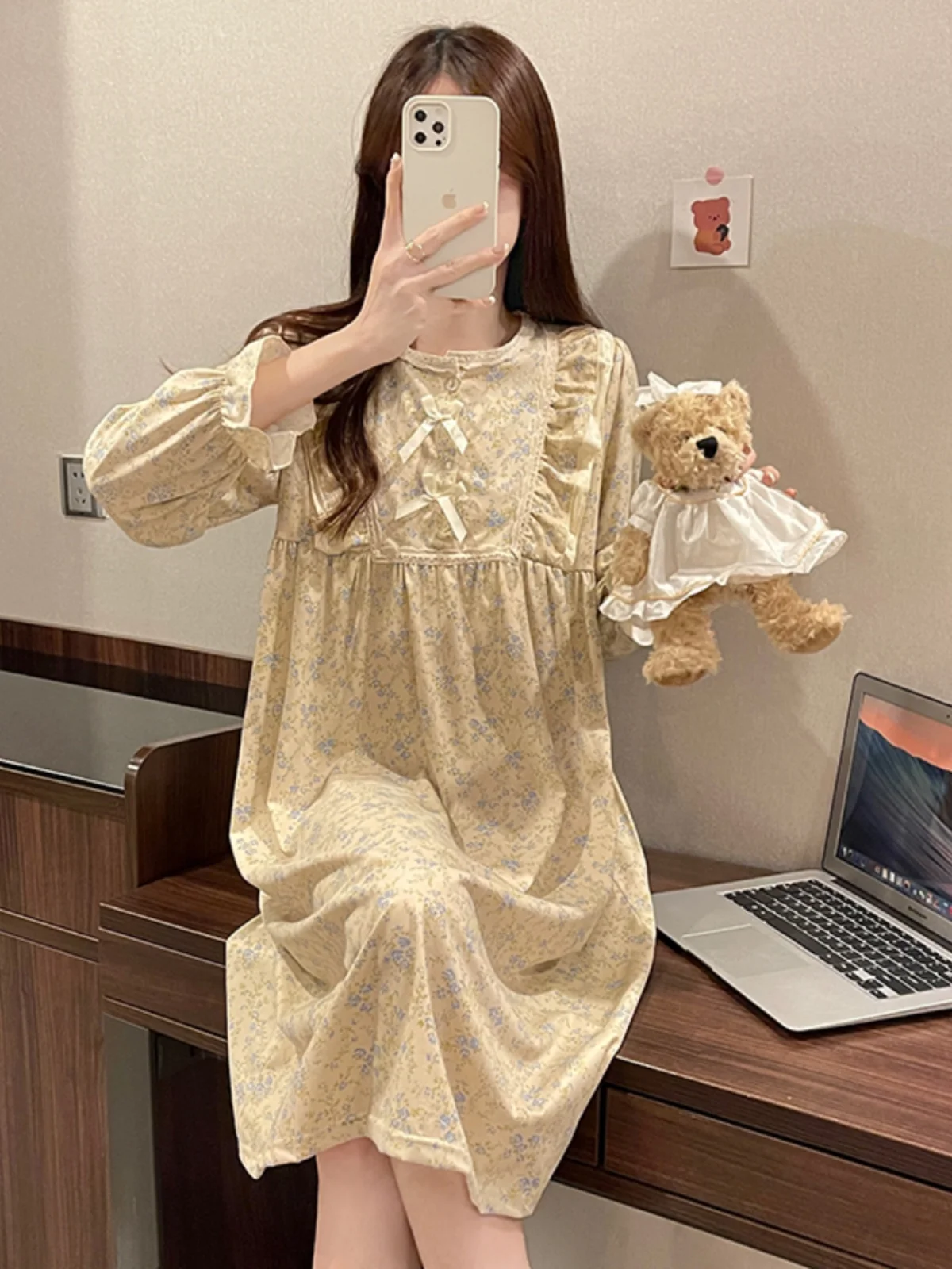 

Floral Print Spwear Women's Home Clothes Spring Autumn Student Cute Summer Internet Famous Girl Skirt Can Be Worn outside