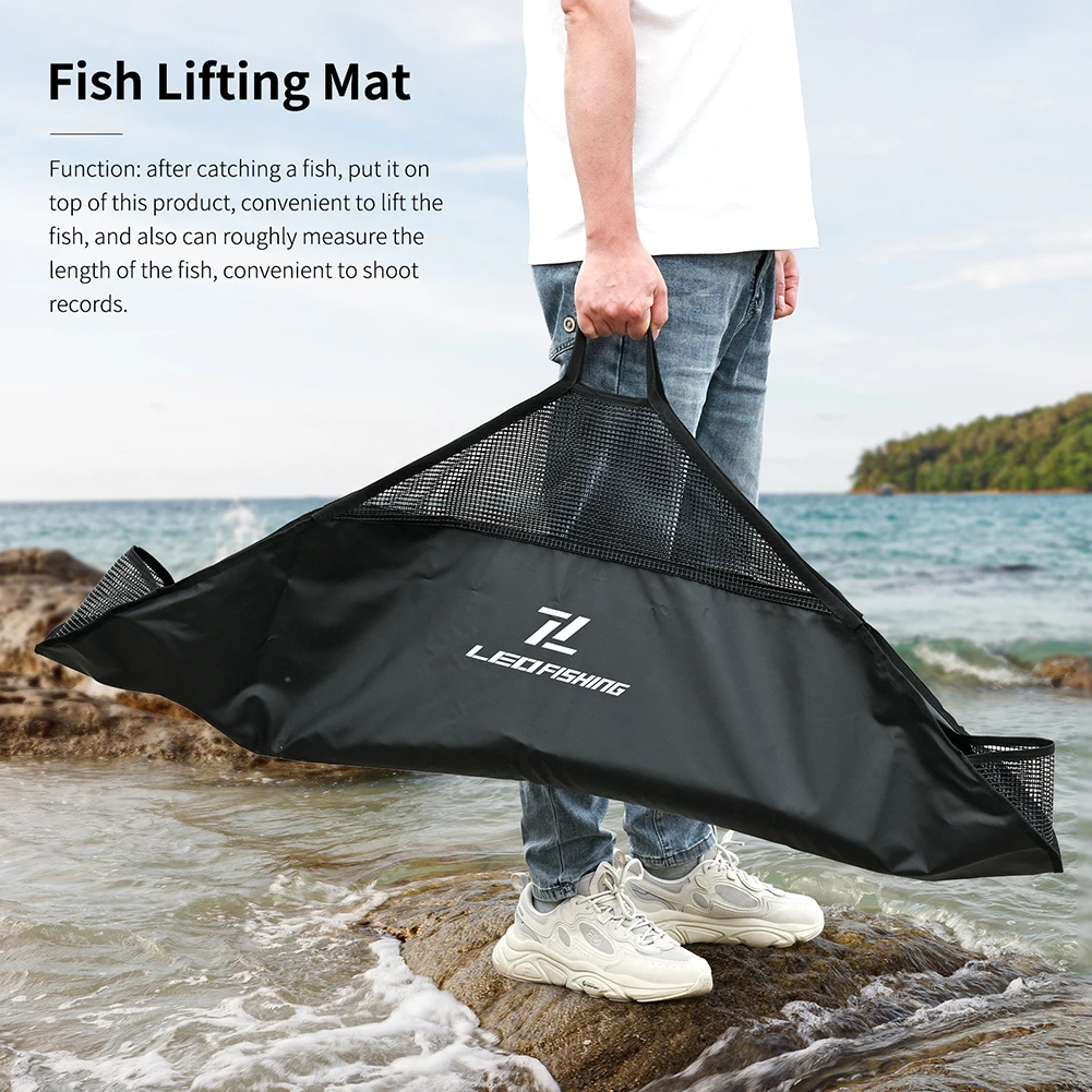 Black PVC Fishing Landing Mat 120cm Unhooking Weighing Sling Bag For Fish Scale Protector Travel Tackle Gear Accessories