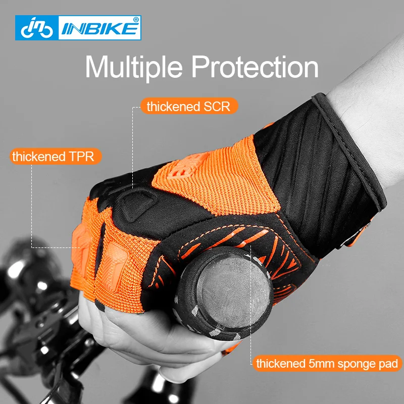 INBIKE Half Finger Cycling Gloves Breathable Shock-Absorbing MTB Road Bike Gloves Professional Cycling Equipment Elastic Fabric