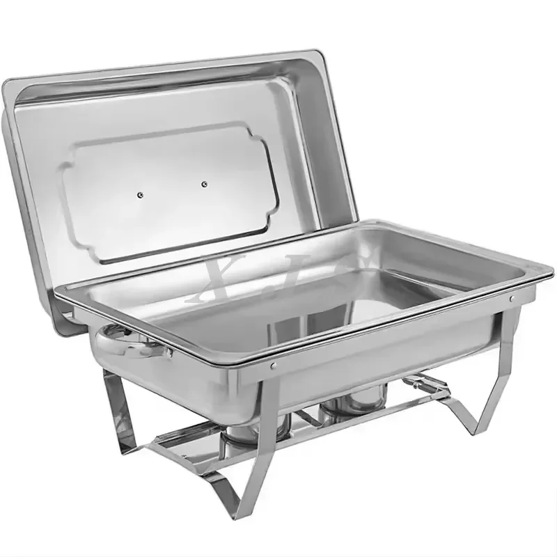4Pcs Stainless Steel Buffet Warmer Set Chafing Dish for Hot Pot Food Heating Steam Tray Restaurant Hotel Catering Equipment