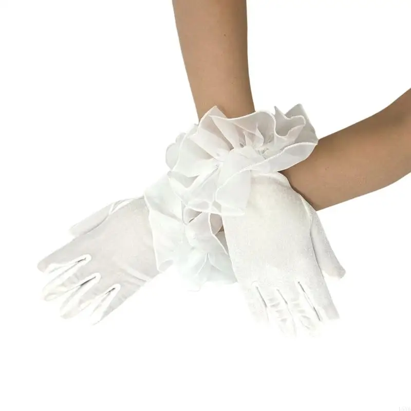 

L5YA классические вечерние перчатки с кружевными манжетами, перчатки для официального ужина, свадебные аксессуары