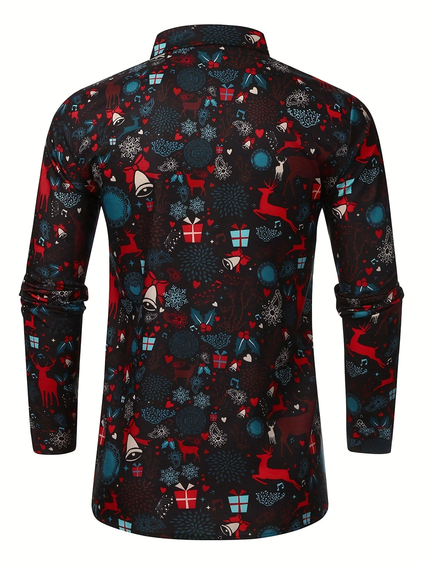 Tema de natal masculino papai noel padrão impresso camisas formais natal gráfico camisa de manga longa moda camisas masculinas para homem