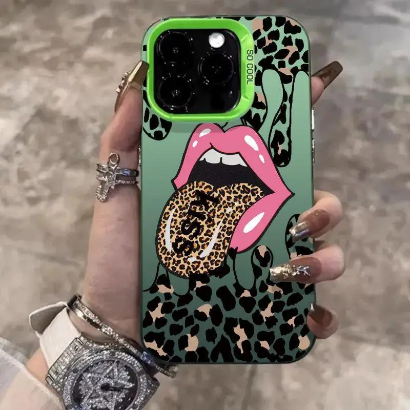 Hot Red Lip Leopard Print Phone Case for Huawei Honor 200 90 X6b X7a X9a X5 X8a X9b X7b X9 70 nova 11 10 4G 5G Matte Back Cover
