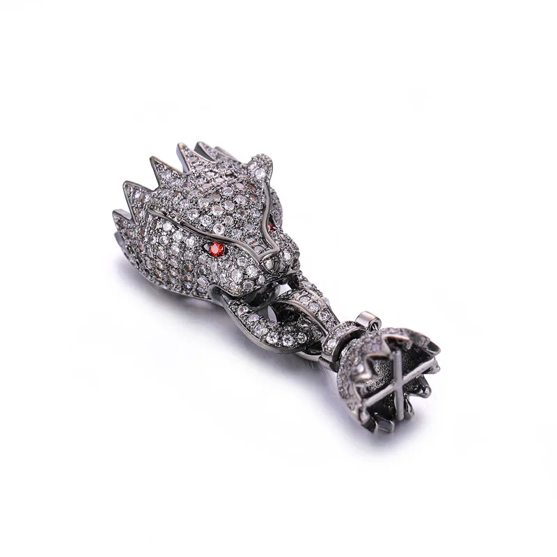 Hot Animal Head Bijoux Zircon Panther Floating Charms For Bracelets & Necklaces Big Micro Pave Copper Clasps Jewelry Berloque