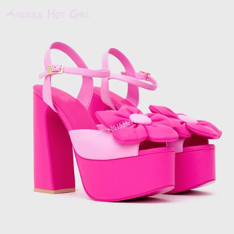 

Blue Multi Layered Flower Spray Stacked Cowboy Boots Women Cool Fashion Stiletto Knee Booties Pointed Side Zip Long Stripe Shoes