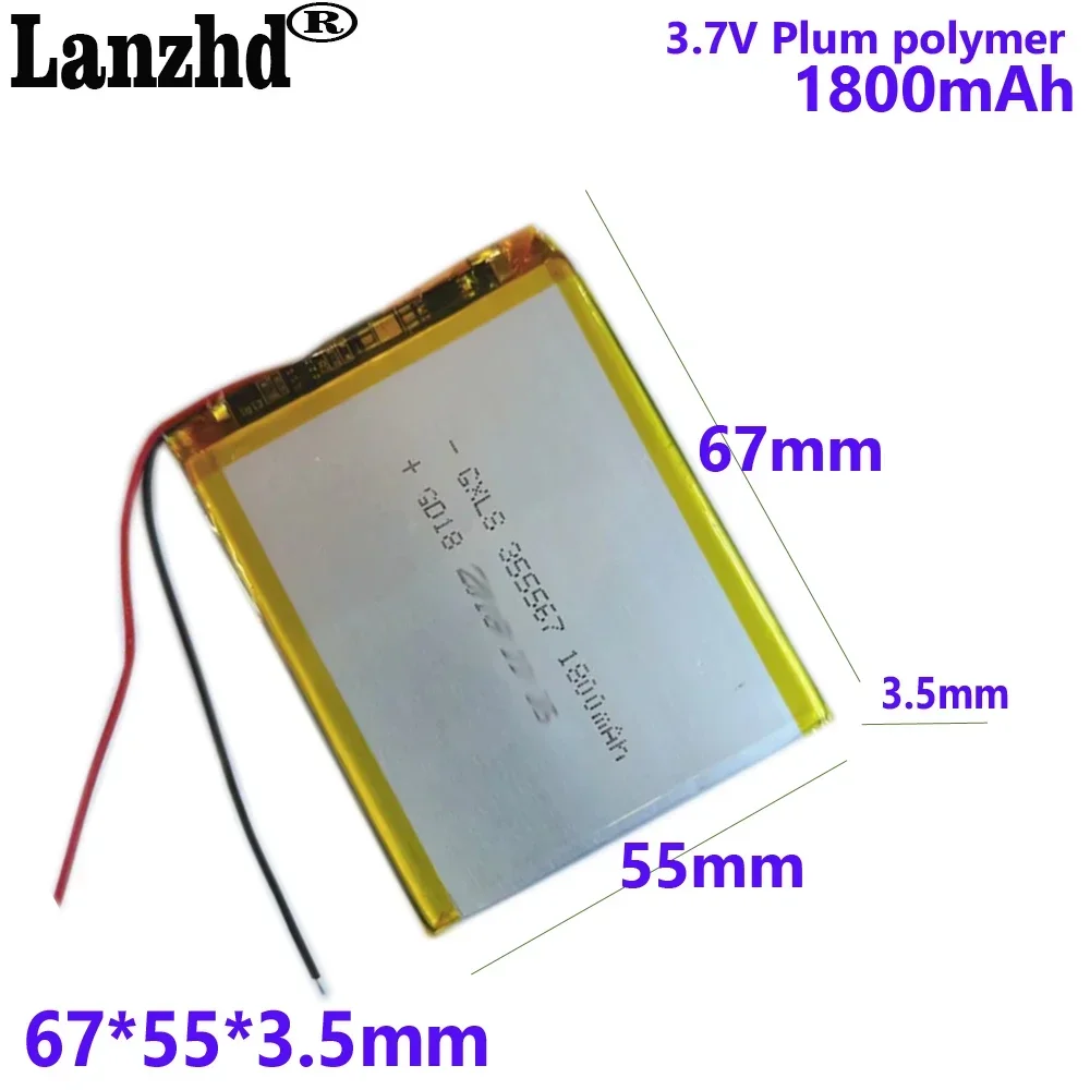 

355567 3.85V polymer lithium battery 1800MAH high voltage 4.35V For built-in battery video machine