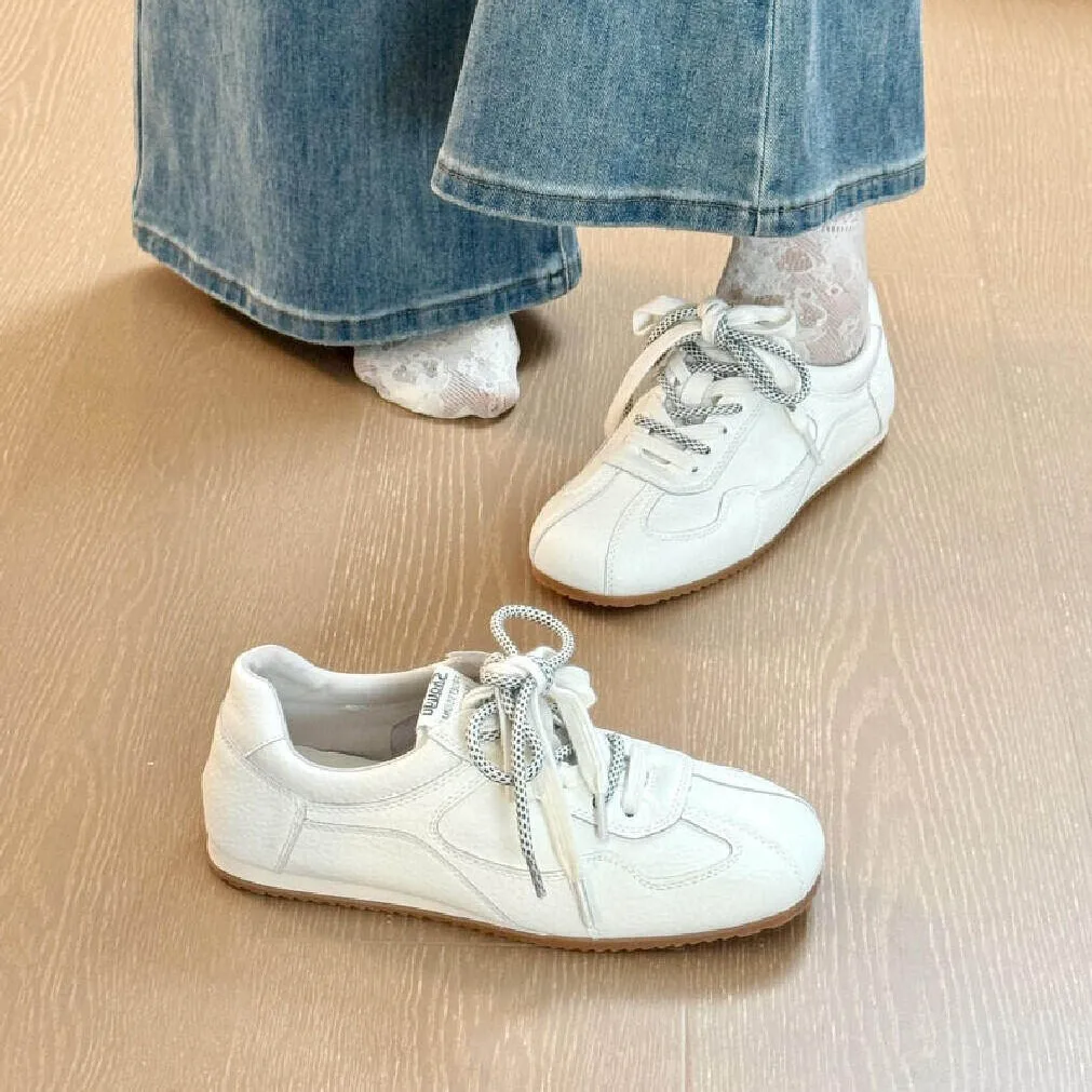 4cm Built-in Heel “Cloud” White Sneakers—Soft-Soled, Casual, Athletic, and Versatile Agande Training Shoes
